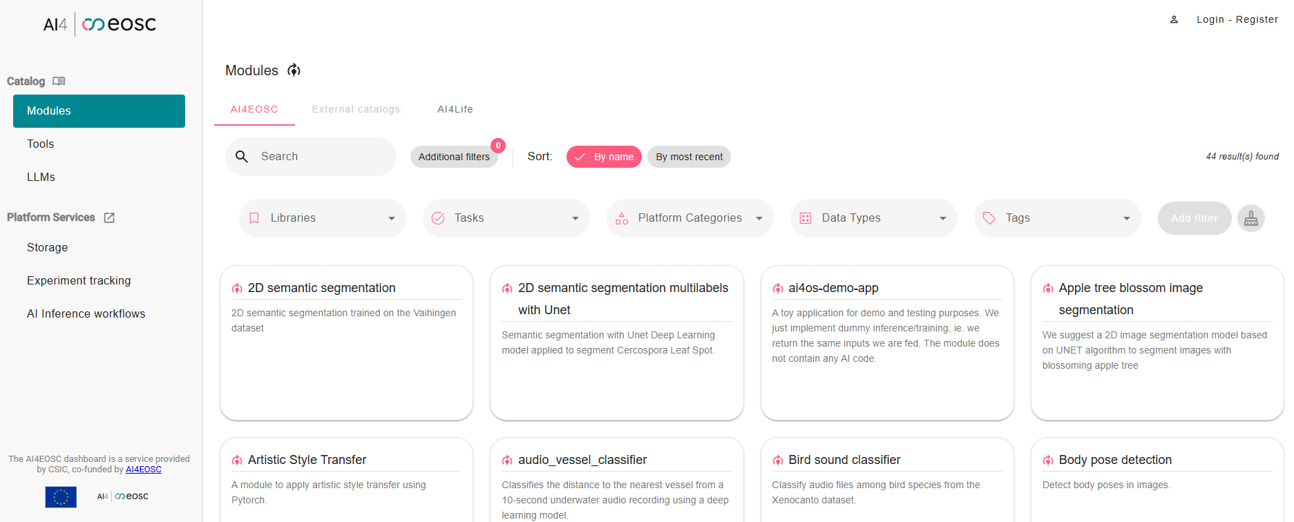 AI4EOSC Dashboard screenshot