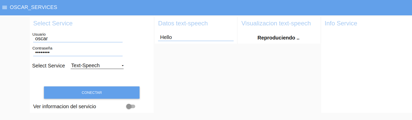 Figure 12. Running the text-to-speech-google service on the dashboard.